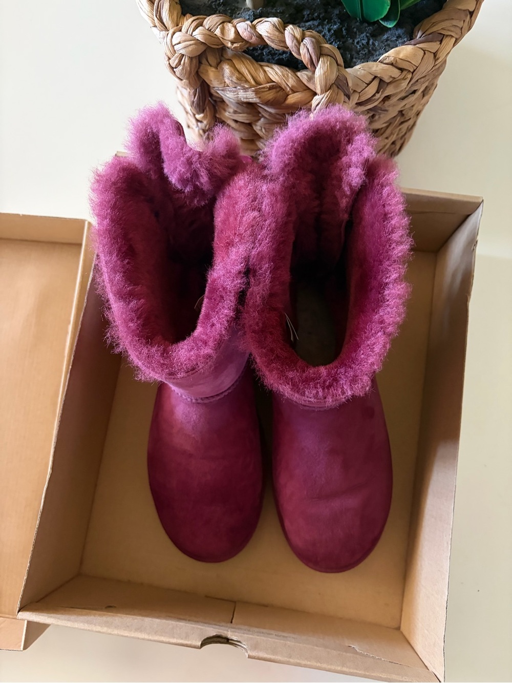 UGG Plum Shearling-Lined Short Winter Boots